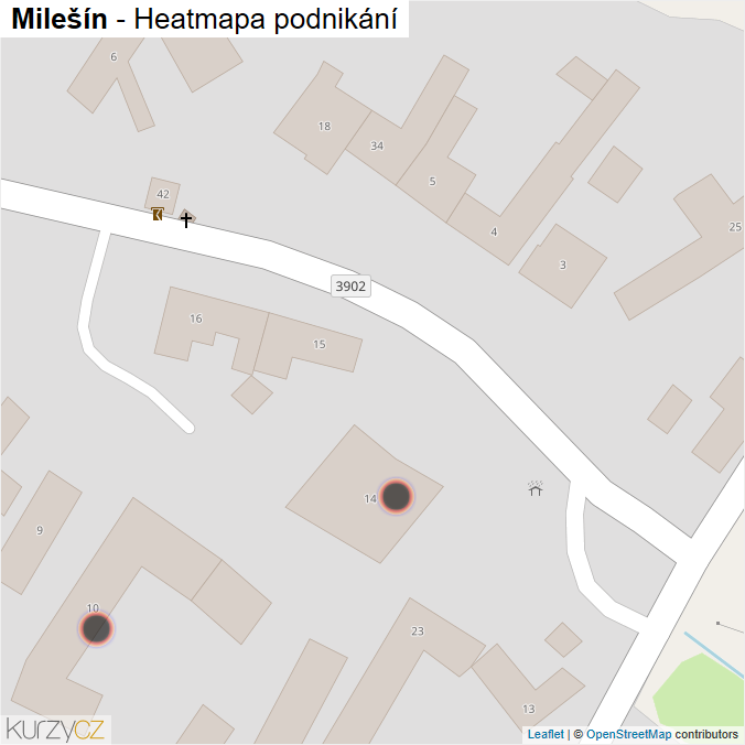 Mapa Milešín - Firmy v obci.