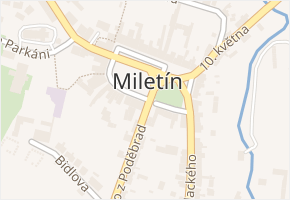 Miletín v obci Miletín - mapa části obce