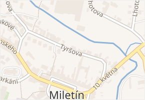 Tyršova v obci Miletín - mapa ulice
