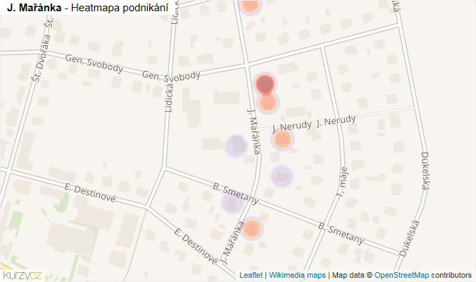 Mapa J. Mařánka - Firmy v ulici.