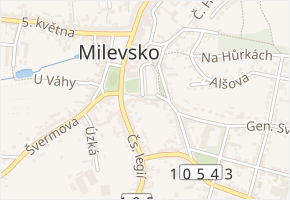 Růžová v obci Milevsko - mapa ulice