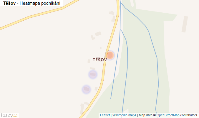 Mapa Těšov - Firmy v části obce.