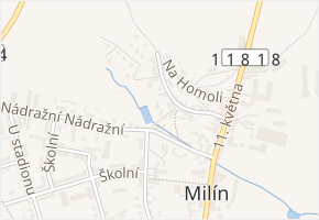 U nádrže v obci Milín - mapa ulice