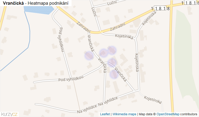 Mapa Vrančická - Firmy v ulici.