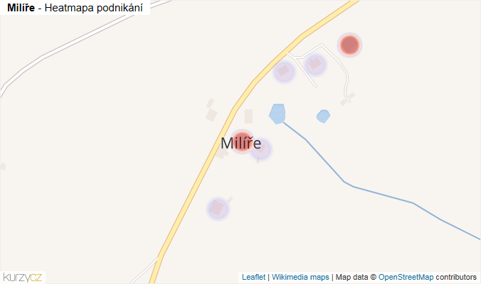 Mapa Milíře - Firmy v části obce.