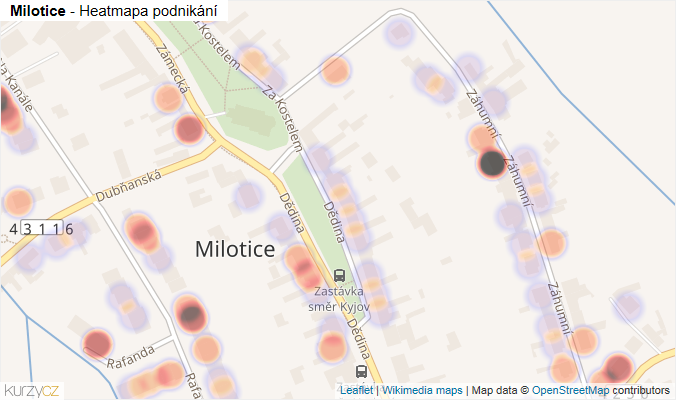 Mapa Milotice - Firmy v části obce.