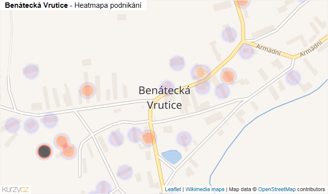 Mapa Benátecká Vrutice - Firmy v části obce.