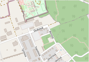 Dubová v obci Milovice - mapa ulice