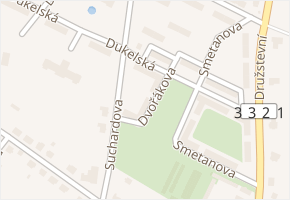 Dvořákova v obci Milovice - mapa ulice