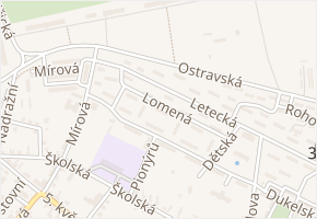 Lomená v obci Milovice - mapa ulice