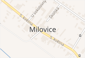Milovice v obci Milovice - mapa části obce