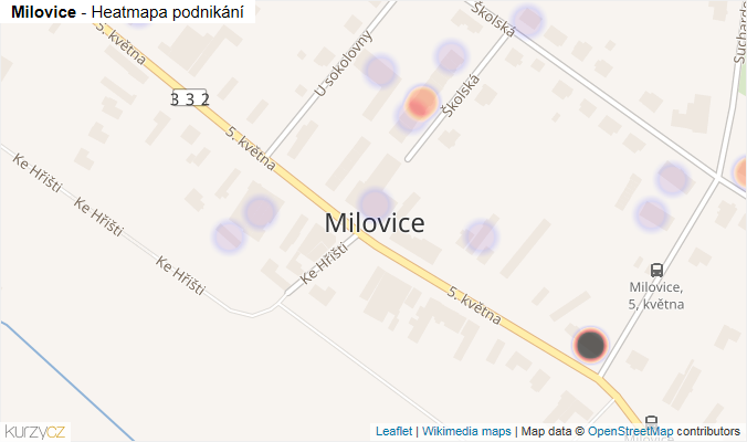 Mapa Milovice - Firmy v části obce.