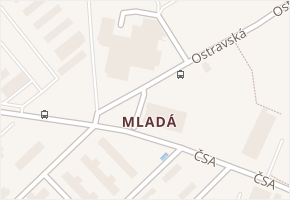 Mladá v obci Milovice - mapa části obce