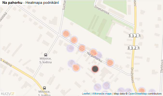 Mapa Na pahorku - Firmy v ulici.