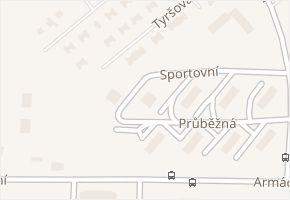 Průběžná v obci Milovice - mapa ulice