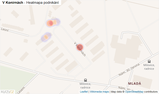 Mapa V Konírnách - Firmy v ulici.