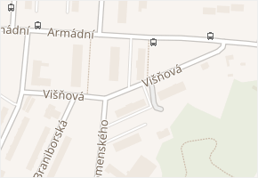 Višňová v obci Milovice - mapa ulice