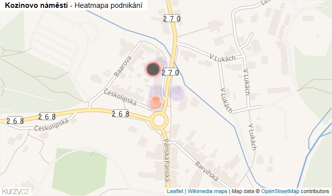 Mapa Kozinovo náměstí - Firmy v ulici.