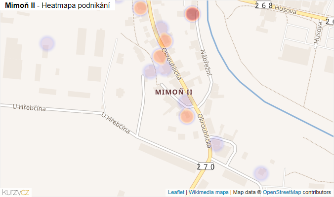 Mapa Mimoň II - Firmy v části obce.