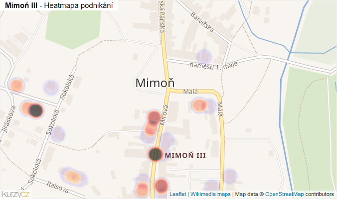 Mapa Mimoň III - Firmy v části obce.