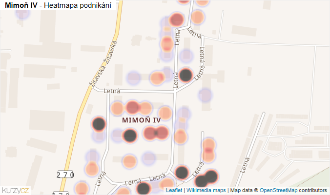 Mapa Mimoň IV - Firmy v části obce.