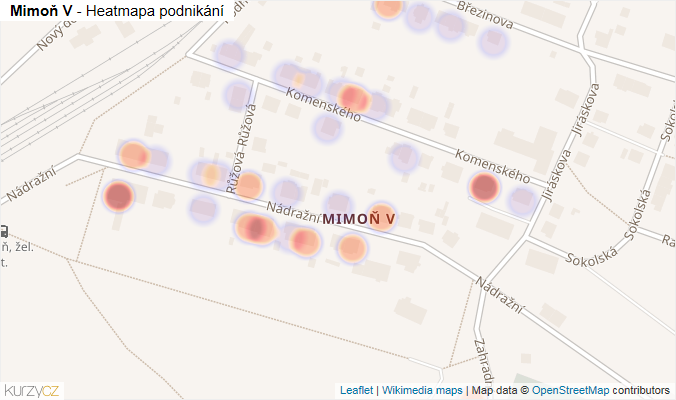 Mapa Mimoň V - Firmy v části obce.