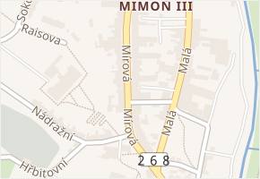 Mírová v obci Mimoň - mapa ulice