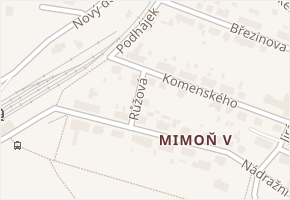 Růžová v obci Mimoň - mapa ulice