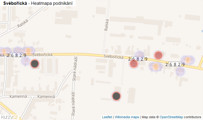 Mapa Svébořická - Firmy v ulici.