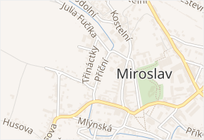 Příční v obci Miroslav - mapa ulice