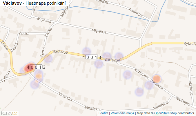 Mapa Václavov - Firmy v ulici.