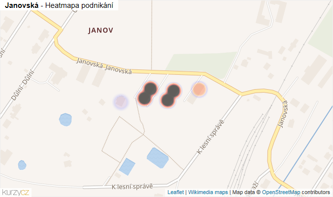 Mapa Janovská - Firmy v ulici.