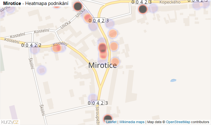 Mapa Mirotice - Firmy v části obce.
