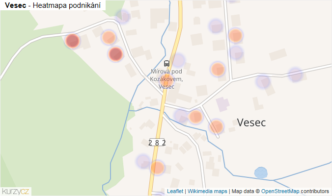 Mapa Vesec - Firmy v části obce.