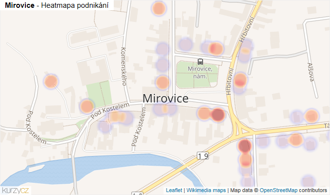 Mapa Mirovice - Firmy v části obce.