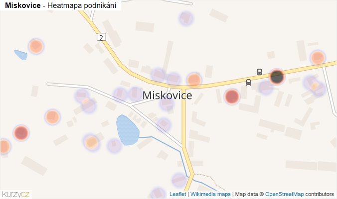 Mapa Miskovice - Firmy v části obce.