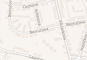 Bezručova v obci Mladá Boleslav - mapa ulice