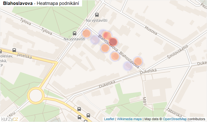 Mapa Blahoslavova - Firmy v ulici.