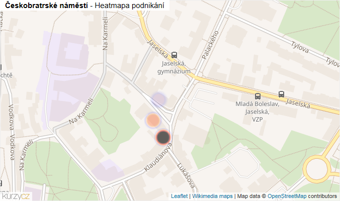 Mapa Českobratrské náměstí - Firmy v ulici.