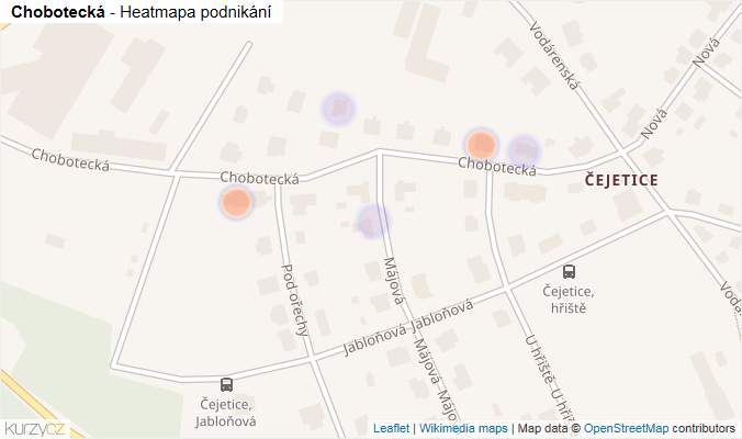 Mapa Chobotecká - Firmy v ulici.