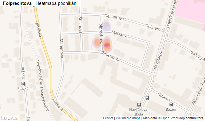 Mapa Folprechtova - Firmy v ulici.