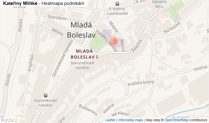 Mapa Kateřiny Militké - Firmy v ulici.