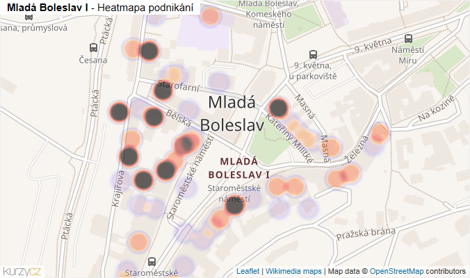 Mapa Mladá Boleslav I - Firmy v části obce.