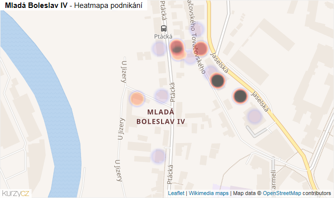 Mapa Mladá Boleslav IV - Firmy v části obce.
