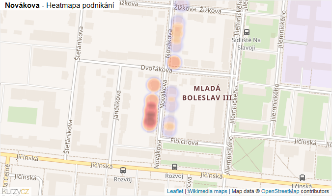 Mapa Novákova - Firmy v ulici.