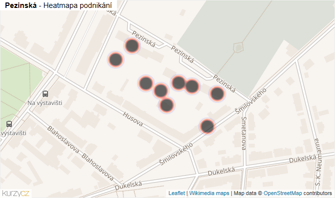 Mapa Pezinská - Firmy v ulici.