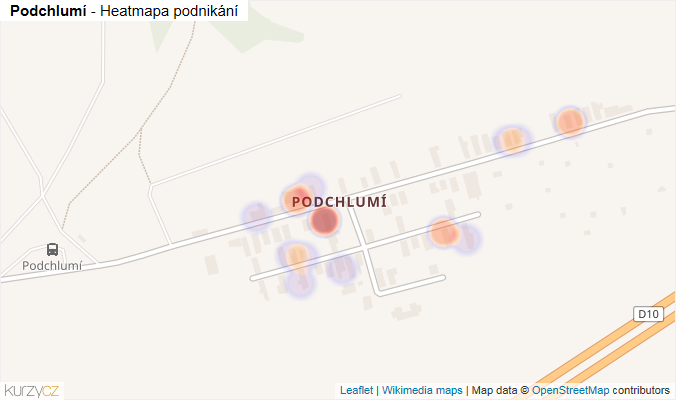 Mapa Podchlumí - Firmy v části obce.