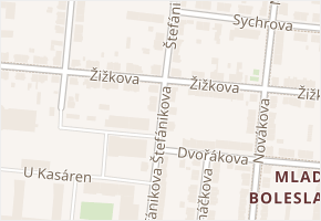 Štefánikova v obci Mladá Boleslav - mapa ulice