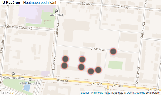 Mapa U Kasáren - Firmy v ulici.
