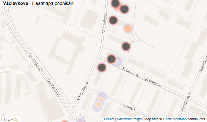 Mapa Václavkova - Firmy v ulici.